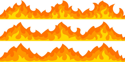 Seamless fire flames line set Royalty Free Vector Image