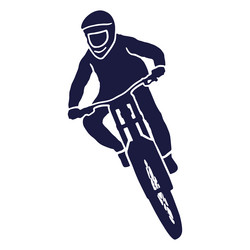 mountain biker standing frontal silhouette vector