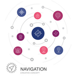 navigation colored circle concept with simple vector