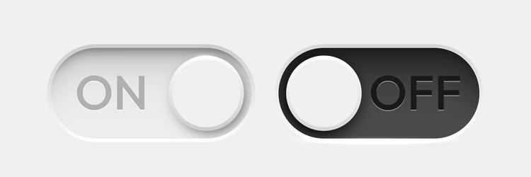 on and off toggle switch buttons material design vector image