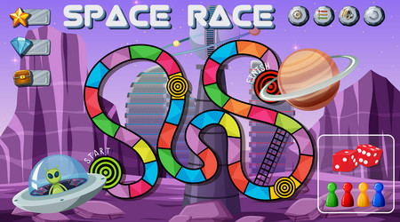 snake and ladders game template with space theme vector image