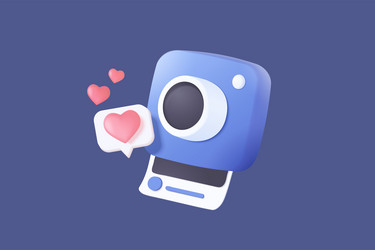 3d minimal photo camera with lens and button vector image