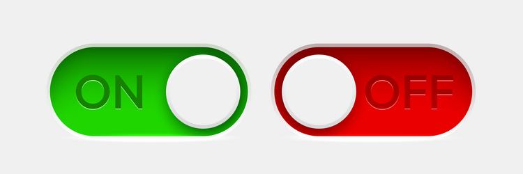 on and off toggle switch buttons material design vector image