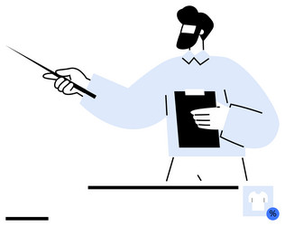 presenter with pointer and clipboard delivering vector image