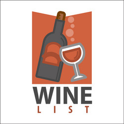 wine list logo design isolated bottle with glass vector image