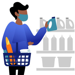 a square image with man in store vector