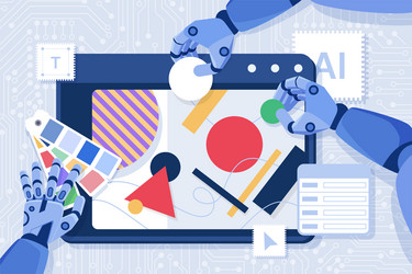 creation of visual content with ai robot arms vector image
