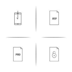 files and folders sign simple linear icons set vector image
