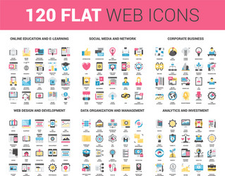 flat web icons vector image