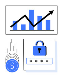 growth and security concepts with bar graph vector image
