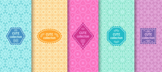 set of cute bright seamless patterns with frames vector image