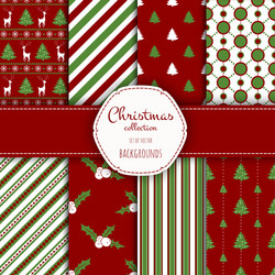 collection of seamless patterns with red and white vector image