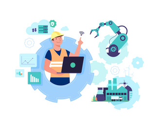 working people with clever device for workflow vector image