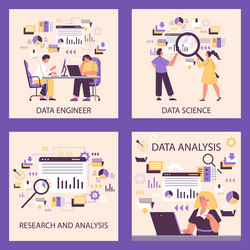 Data science research and analysis posters set vector