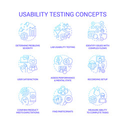 usability testing blue gradient concept icons set vector