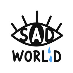 Abstract with crying female face and lettering Vector Image