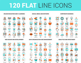 Flat Line Web Icons - Digital & Business vector image
