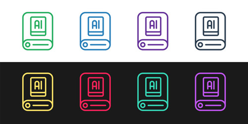 Set line artificial intelligence ai icon isolated vector