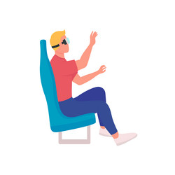 using virtual reality devices flat color faceless vector image