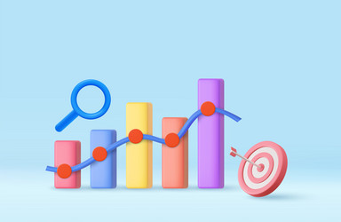 3d stock chart and arrow hit the center vector