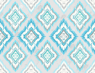 Retro ikat blue pattern Royalty Free Vector Image