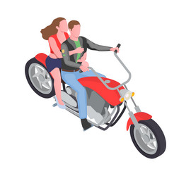 Bikers isometric icon vector