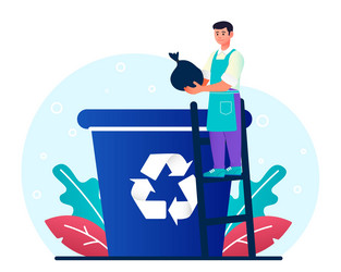 Man sorting garbage concept vector