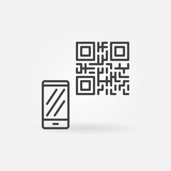 Qr code with smartphone thin line concept vector