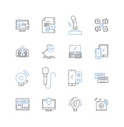 Technological gear line icons collection smartph vector