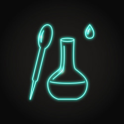 flask and pipette icon in neon line style vector