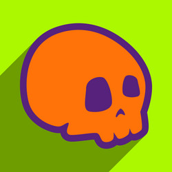 flat with shadow icon and mobile application skull vector image