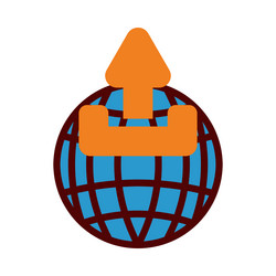 globe with upload symbol icon vector image