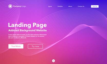 gradient abstract wave background landing page vector image
