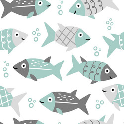 mariane seamless pattern with fish isolated vector