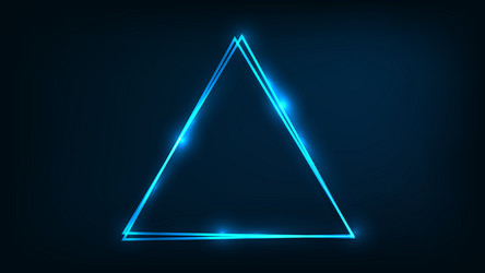 neon double triangular frame with shining effects vector image