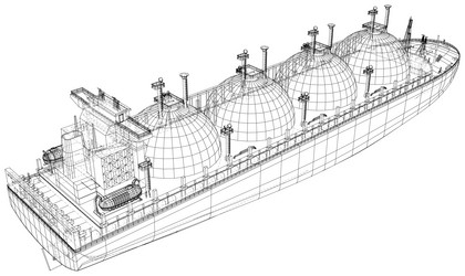 Lng Tanker Ship Gas Industry And Transportation Vector Image Oil Tanker Or Gas Carrier Big Ship Designed Vector 46364720