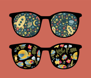 Retro sunglasses with reflection vector