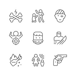 set line icons violence vector