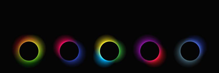 set of circle illuminate light frames with color vector image