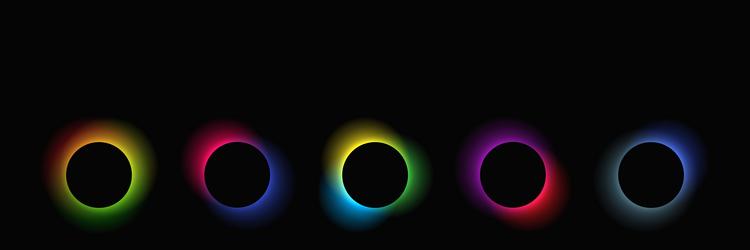 Set of circle illuminate light frames with color vector