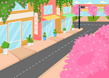 blooming city flat color vector