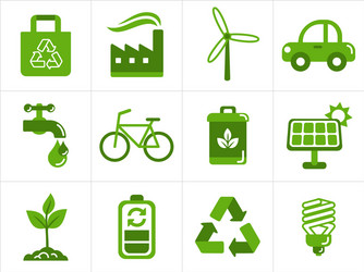 Green eco energy icons set energy icons Royalty Free Vector