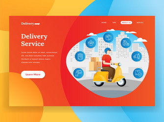 Online delivery service landing page with scooter vector