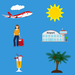 Collection of vacation symbols airport flying vector