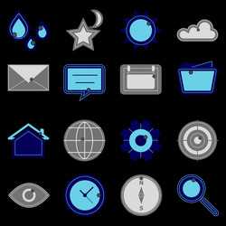 design useful web icons on black background vector image