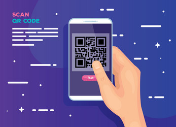 hand user scan code qr with smartphone vector image