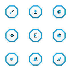 interface icons colored set with user globe vector image
