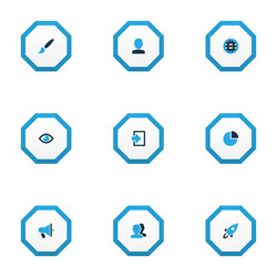 interface icons colored set with user globe vector