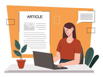 woman write online articles concept vector