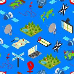 navigation methods tools signs 3d seamless pattern vector image